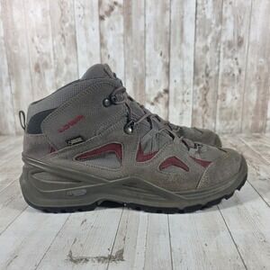 Lowa Bora GTX QC WS Womens Hiking Boots Grey Burgundy GORE-TEX Size 9.5 US